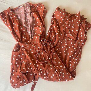 Vici Rust Polka Dot Maxi Dress
